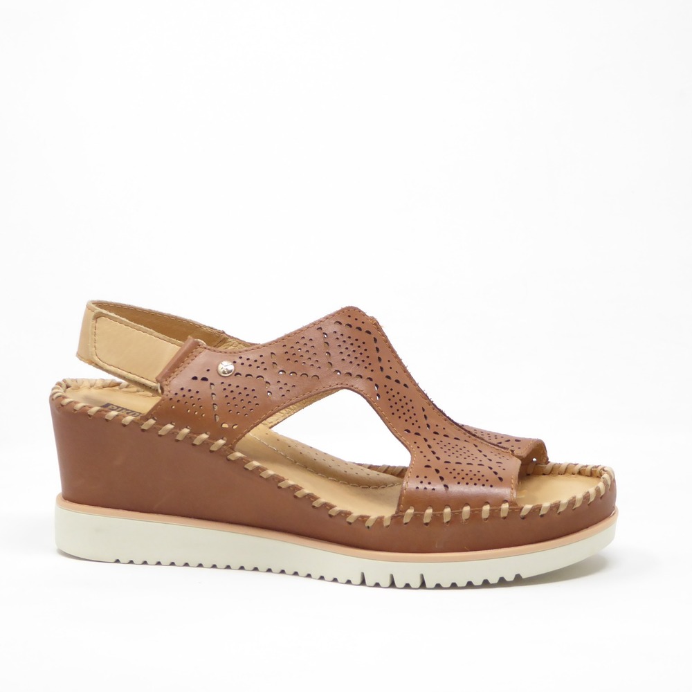 Pikolinos Womens Aguadulce Wedge Sandals Brandy Leather Perforated Sz 40 / 9-9.5